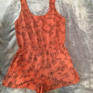 Orange floral romper